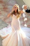 Sexy Sequins Mermaid Wedding Dress With Ruffles Luxurious Champagne Bridal Gown Rjerdress
