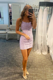 Sexy Sheath Lace Appliques Spaghetti Straps Homecoming Dresses with Above Length H1145 Rjerdress