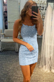 Sexy Sheath Lace Appliques Spaghetti Straps Homecoming Dresses with Above Length H1145 Rjerdress