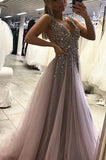 Sexy Side Split Prom Dress Sleeveless Tulle Evening Dress Long RJS115 Rjerdress