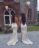 Sexy Slit Mermaid Bridesmaid Dresses Spaghetti Straps Long Wedding Apparel Dresses RJS498 Rjerdress