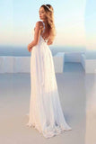 Sexy Spaghetti Straps Sleeveless Beach Simple Wedding Dresses Backless Long Beach Bride Dress Rjerdress