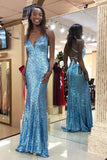 Sexy Trumpet/Mermaid Sequins Open Back Prom Evening Dress Rjerdress