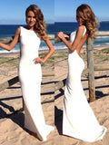 Sheath Backless Custom Made White Backless Mermaid Cheap Sexy Scoop Prom Dresses RJS363 Rjerdress