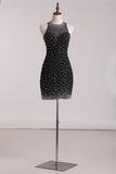 Sheath Hoco Dresses With Beading Chiffon Short/Mini Rjerdress
