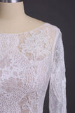 Sheath Long Sleeve Ivory Lace Wedding Dresses See Through Backless Boho Bride Dresses W1063 Rjerdress