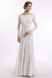 Sheath Long Sleeve Ivory Lace Wedding Dresses See Through Backless Boho Bride Dresses W1063