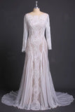 Sheath Long Sleeve Ivory Lace Wedding Dresses See Through Backless Boho Bride Dresses W1063 Rjerdress