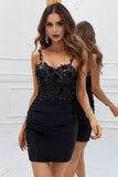 Sheath Spaghetti Straps Short Homecoming Dress With Applique Rjerdress