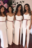 Sheath Spaghetti Straps Sleeveless Split Wedding Apparel Dresses Bridesmaids Dresses