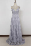 Sheath Spaghetti Straps Sweep Train Backless Lavender Tulle with Appliques Prom Dresses rjs156