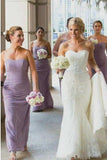 Sheath Sweetheart Floor-Length Lilac Ruched Chiffon Bridesmaid Dress Rjerdress