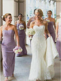 Sheath Sweetheart Floor-Length Lilac Ruched Chiffon Bridesmaid Dress Rjerdress