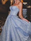 Shiny Blue Sequin Sweetheart Tea Length Slit Homecoming Dresses Rjerdress