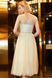 Shiny V Neck Knee Length Prom Dresses, Charming Sequin Homecoming Dresses Rjerdress