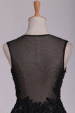 Short Hoco Dresses A Line Scoop Black Lace With Beads & Applique Rjerdress