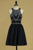 Short/Mini Scoop Satin With Beading A Line Hoco Dresses Rjerdress