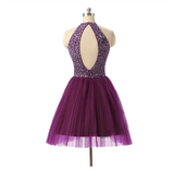 Short Prom Dresses Tulle Prom Gown Purple Homecoming Dress Sexy Prom Dress RJS394 Rjerdress
