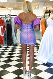 Short Strapless Sequin Homecoming Dress with Detachable Sleeves Rjerdress