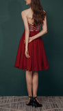 Short Sweetheart Embroidery Chiffon Strapless Crystal Homecoming Dress Rjerdress