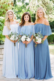 Simple A Line Chiffon Off the Shoulder Flowy Mix And Match Bridesmaid Dresses Rjerdress