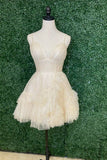 Simple A-Line Homecoming Dress V Neck Tulle Rjerdress