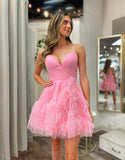 Simple A-Line Homecoming Dress V Neck Tulle