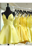 Simple A-Line Short Daffodil Homecoming Dress V Neck Rjerdress