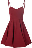 Simple A-Line Spaghetti Straps Satin Burgundy Short Homecoming Dress With Pleats RJS13 Rjerdress