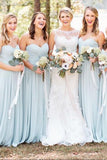 Simple A Line Sweetheart Light Blue Chiffon Cheap Bridesmaid Dress Rjerdress