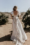 Simple A-line V-Neck Shortb Sleeves Appliques Wedding Dress RJS864 Rjerdress