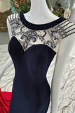 Simple Bling Mermaid Party Dresses Zipper Up Scoop Cap Sleeves With Beadings And Rhinestones Rjerdress