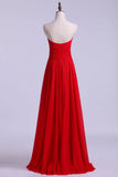 Simple Party Dresses Sweetheart A Line Floor Length Chiffon With Ruffles Rjerdress