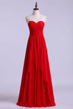 Simple Party Dresses Sweetheart A Line Floor Length Chiffon With Ruffles Rjerdress