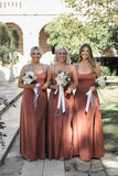 Simple RJSaghetti Straps Criss-Cross Straps Back Long Bridesmaid Dresses Rjerdress