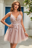 Simple Spaghetti Straps Tulle Vintage Homecoming Dress with Lace Appliques RJS860 Rjerdress