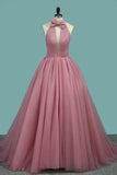Simple Style Party Gown High Neck A-Line Sweep Train New Arrival Rjerdress