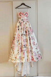Ball Gown Printed Satin Sweetheart Sleeveless Wedding Dress RJS684