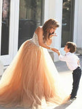 Simple Sweetheart Long Tulle Prom Dresses Beading Evening Dresses RJS489 Rjerdress