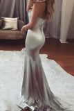 Simple Sweetheart Sleeveless Strapless Mermaid Gray Prom Dresses with Beading RJS372 Rjerdress