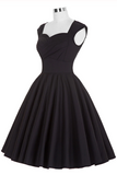 Simple Sweetheart Sleeveless Tea-Length Ruched Dark Navy Taffeta Homecoming Dresses RJS459
