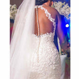 Sleeveless High Neck Lace Wedding Dresses Mermaid Beads Lace Appliques Wedding Gowns Rjerdress