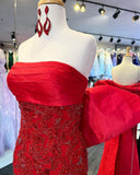 Elegant Strapless Sheath Bow-Back Long Sleeveless Prom Dresses RJS251