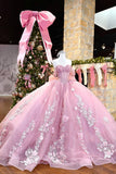 Quinceanera Dresses Off The Shoulder Lace Up Back Appliques Tulle