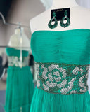 A-Line Beading Strapless Chiffon Fashion Prom Dresses RJS247