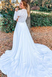 Soft Lace & Chiffon Wedding Dresses A Line Long Sleeves High Neck Rjerdress