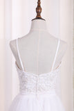 Spaghetti Straps A Line Bridesmaid Dresses Tulle With Embroidery And Beads Rjerdress