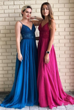 Spaghetti Straps A-Line Long Cheap Prom Dresses With Lace Top Rjerdress
