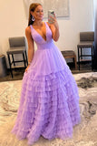 Spaghetti Straps A Line Prom Dresses Tulle With Ruffles Floor Length Rjerdress