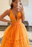 Spaghetti Straps A Line Prom Dresses Tulle With Ruffles Floor Length Rjerdress